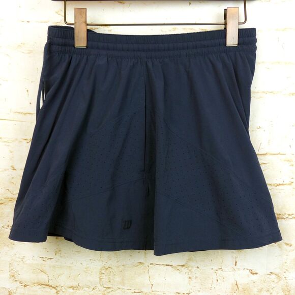 Wilson Athletic Shorts Women M Navy Blue Flowy 2 in 1 Liner Running Tennis Gym - Picture 14 of 14